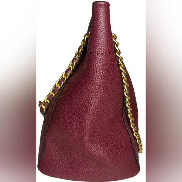 Tory Burch Designer McGraw Leather Burgundy Tote Purse Handbag - Picture 12 of 12